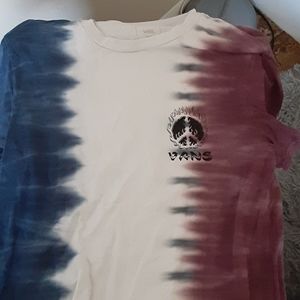 Mens tye dye flame peace red white and blue tshirt
